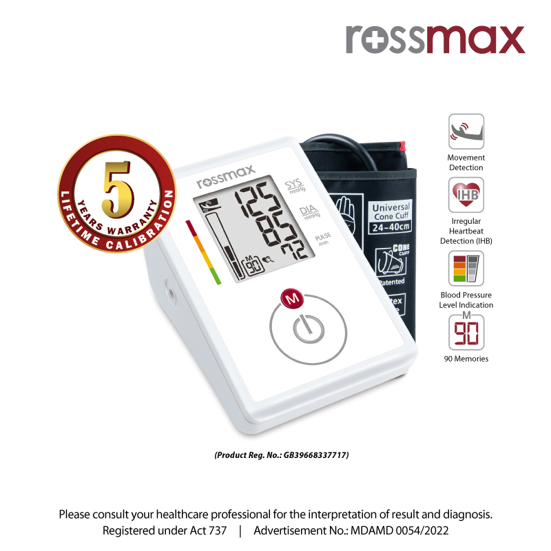 Rossmax Automatic Blood Pressure Monitor Arm Model Ch155f